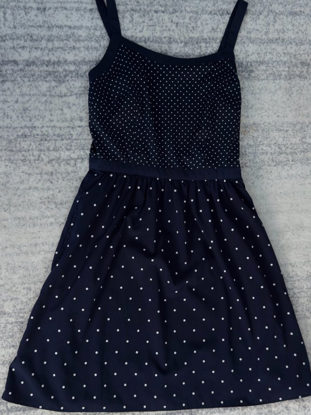 Tommy Hilfiger Navy Blue Satin Polka Dot Short Dress – Size 4